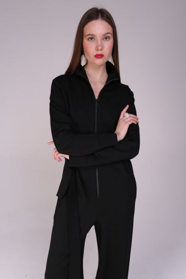 Платье- комбинезон трикотажное на молнии чёрное