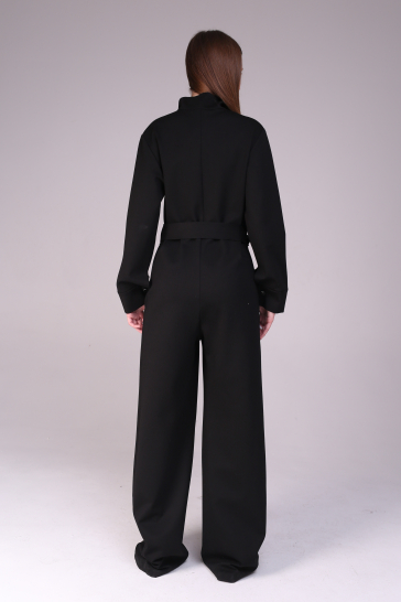 Платье- комбинезон трикотажное на молнии чёрное