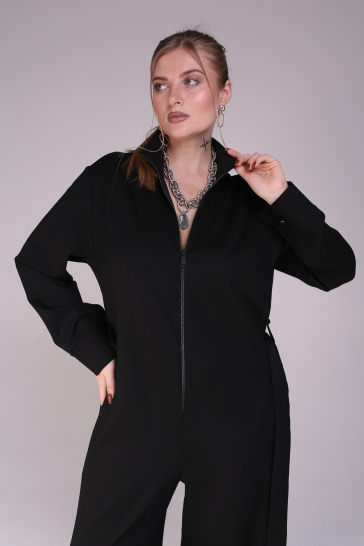 Платье- комбинезон трикотажное на молнии чёрное