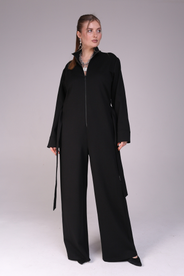 Платье- комбинезон трикотажное на молнии чёрное