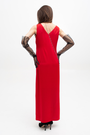 Платье женское шёлковое макси красный