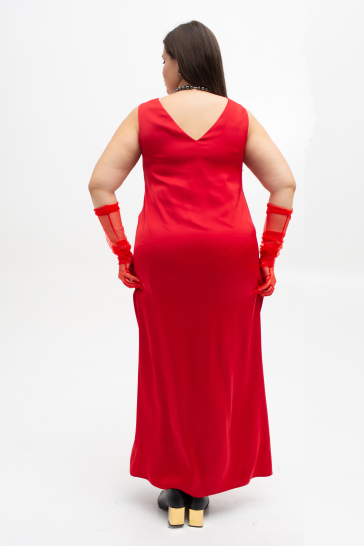 Платье женское шёлковое макси  красный