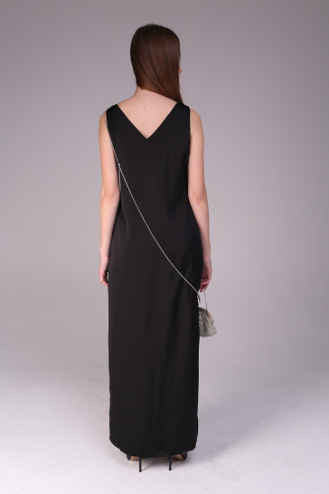 Платье женское шёлковое макси чёрный
