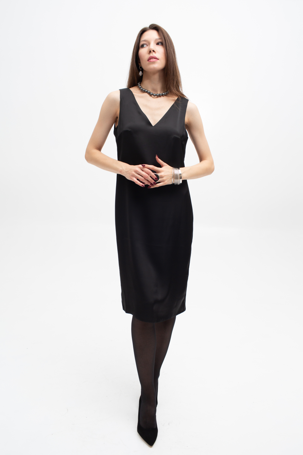 Платье женское шёлковое миди чёрный