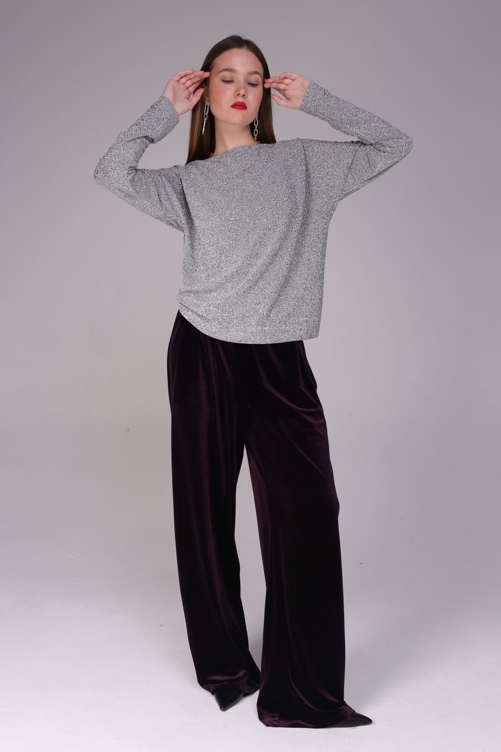 Джемпер женский трикотажный Жемчужный с люрексом чёрный