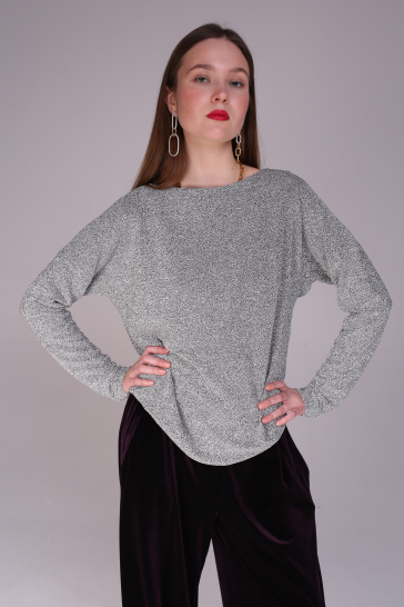 Джемпер женский трикотажный Жемчужный с люрексом чёрный