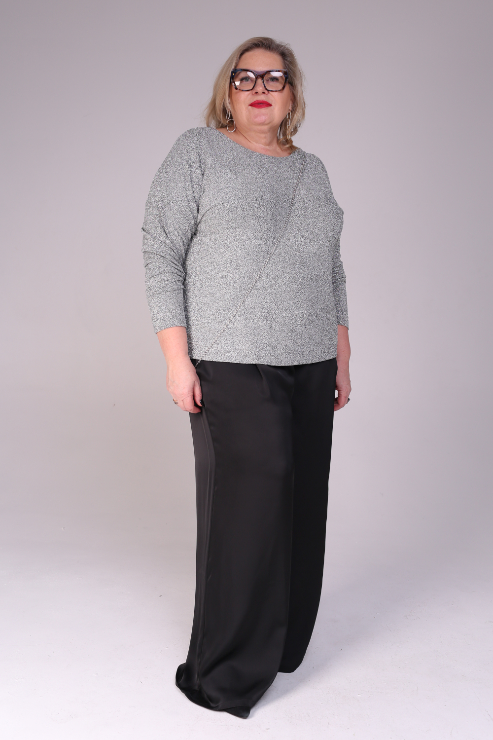 Джемпер женский трикотажный Жемчужный с люрексом чёрный