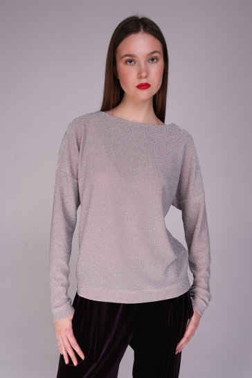 Джемпер женский трикотажный Жемчужный с люрексом розовый