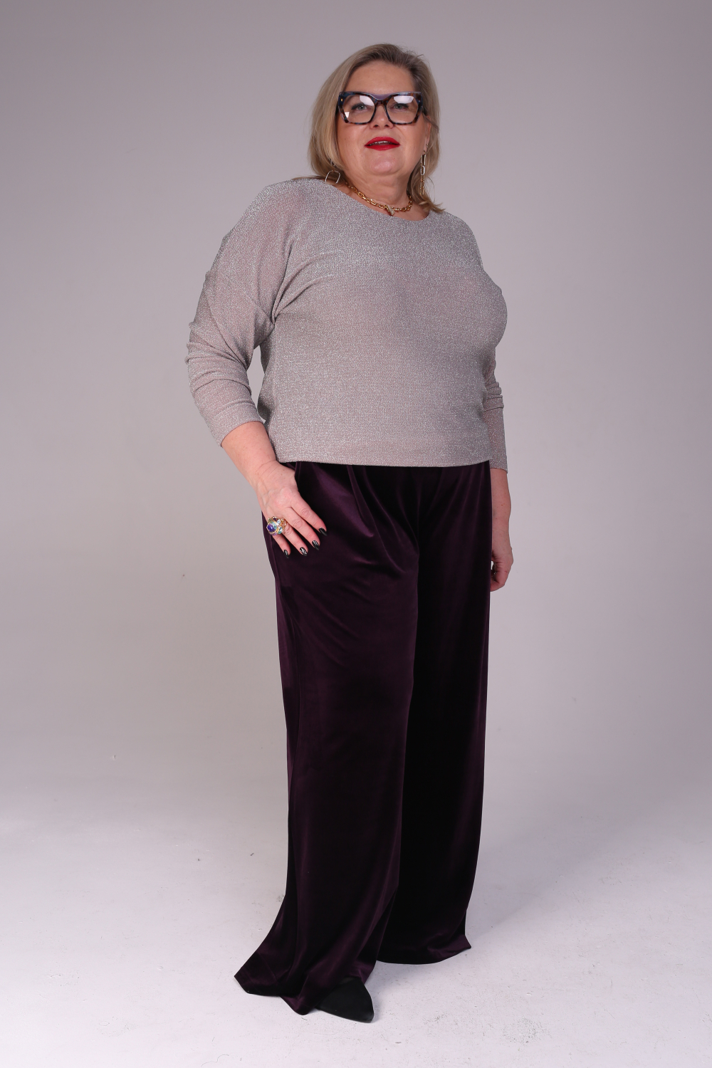 Джемпер женский трикотажный Жемчужный с люрексом розовый