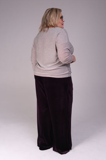 Джемпер женский трикотажный Жемчужный с люрексом розовый