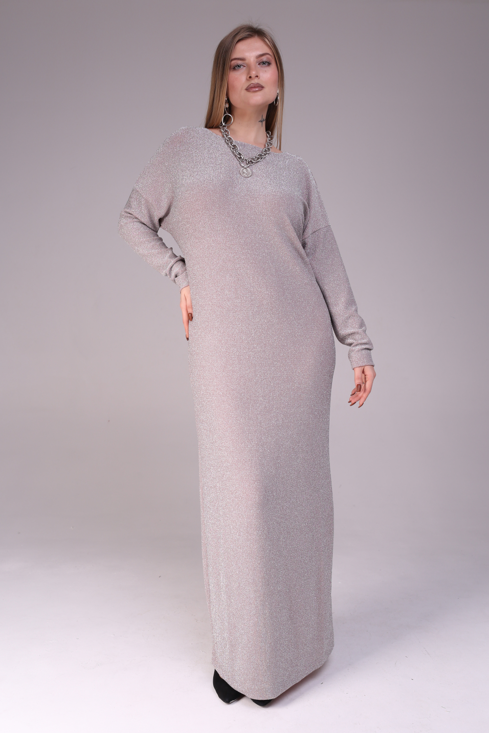 Платье женское Жемчужное с люрексом розовое