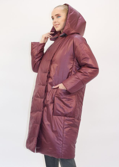 Пальто женское Кокон вишнёвый