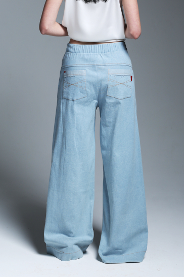 Брюки джинсы женские широкие голубой