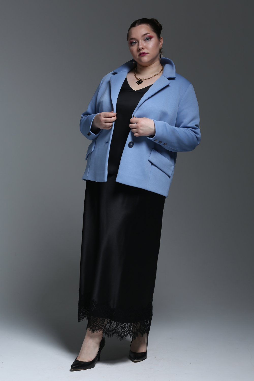 Жакет женский на подкладке голубой