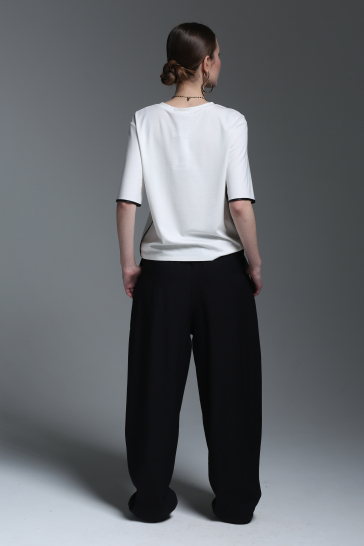 Джемпер с коротким рукавом с кружевом белый