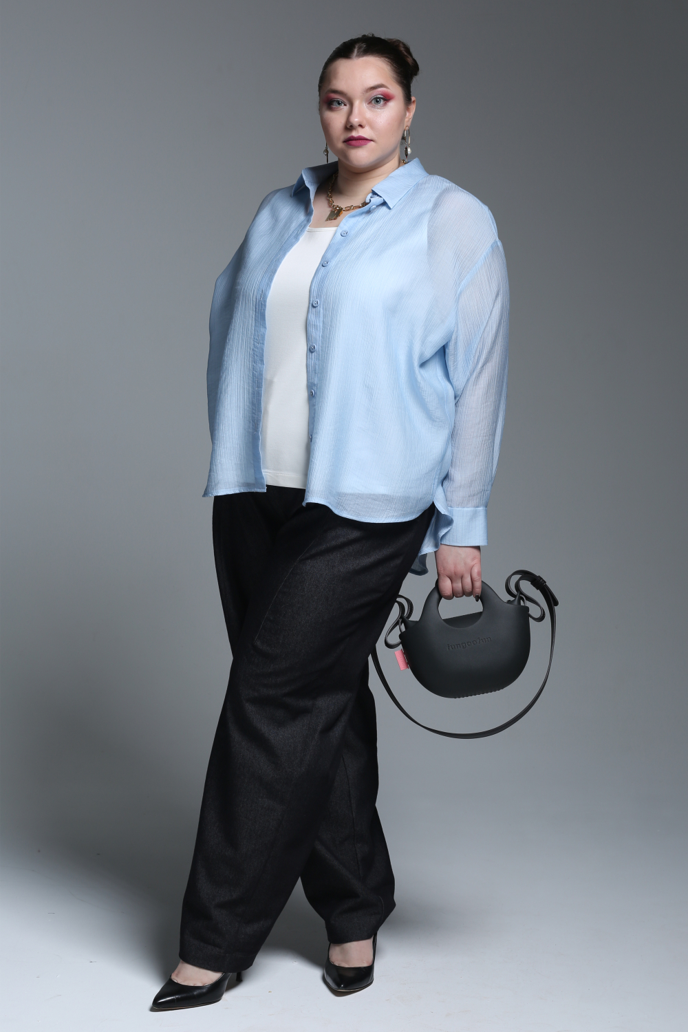 Блуза женская  на пуговицах Улыбка голубая