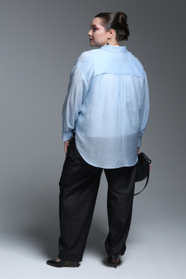 Блуза женская  на пуговицах Улыбка голубая