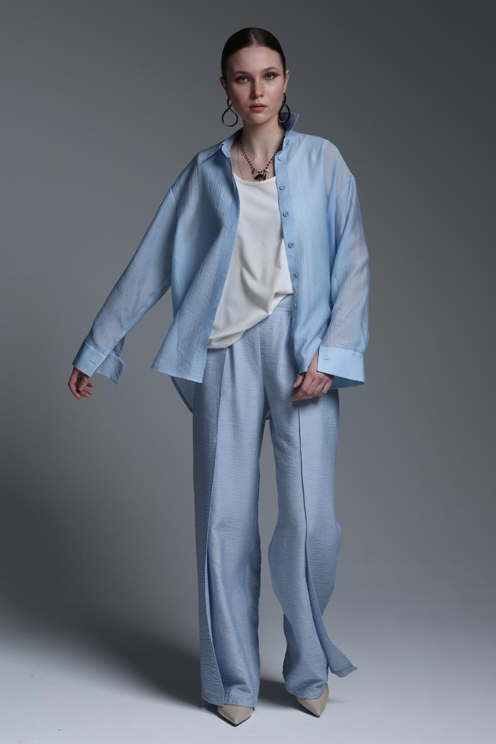 Блуза женская на пуговицах Улыбка голубая