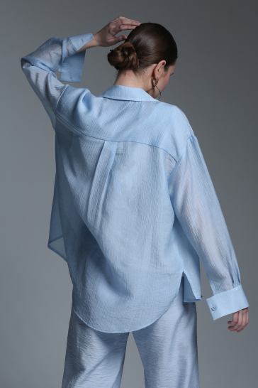 Блуза женская на пуговицах Улыбка голубая