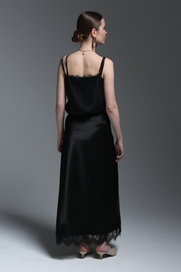 Юбка женская По косой шёлк чёрный