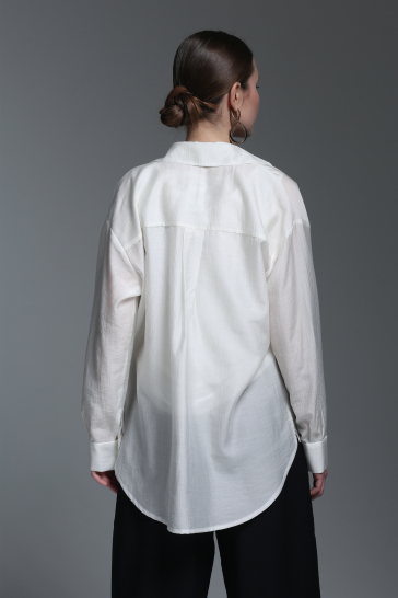 Блуза женская  на пуговицах Улыбка белая